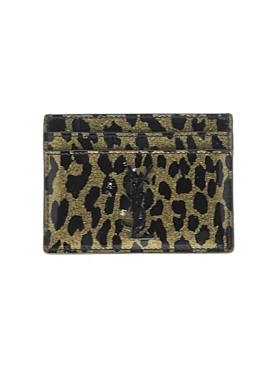 Pre-owned Saint Laurent Leather Card Holder In Yellow