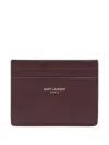 Saint Laurent Leather Cardholder In Burgundy