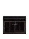 Saint Laurent Leather Cardholder In Braun