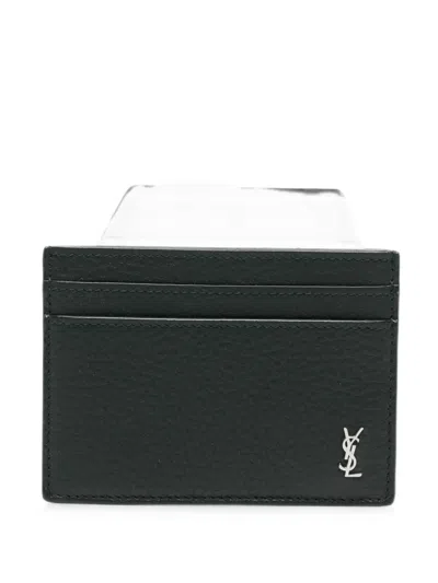 Saint Laurent Leather Cardholder In Black