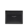 Saint Laurent Leather Cardholder With Logo In Black