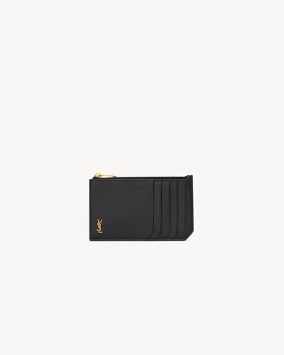 Saint Laurent Leather Cards Holder In Black