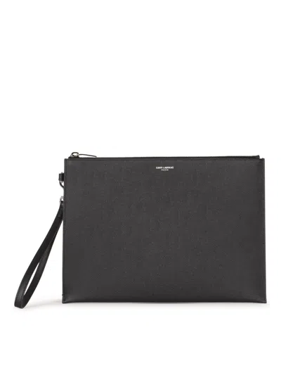 Saint Laurent Leather Case For Ipad In Black