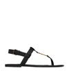 Saint Laurent Cassandra Logo Leather Sandals In Black