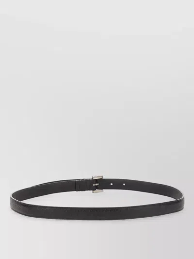 Saint Laurent Leather Cassandre Belt In Black