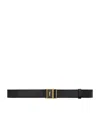 Saint Laurent Leather Cassandre Belt In Black