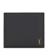Saint Laurent Leather Cassandre Bifold Wallet In Gray