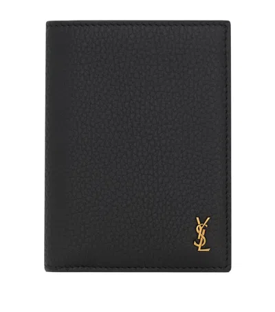 SAINT LAURENT LEATHER CASSANDRE BIFOLD WALLET