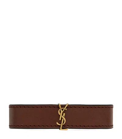 SAINT LAURENT LEATHER CASSANDRE BRACELET