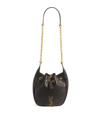 Saint Laurent Leather Cassandre Bucket Bag In Brown