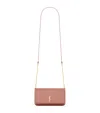 Saint Laurent Leather Cassandre Phone Holder In Pink