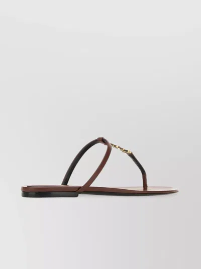 Saint Laurent Cassandra Slides In Brown