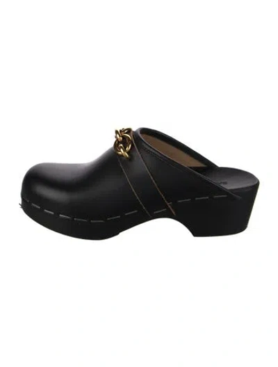 Pre-owned Saint Laurent Leather Chain-link Accents Mules In Black