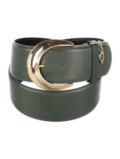 Pre-owned Saint Laurent Leather Chain-link Accents Waist Belt In Brown/green