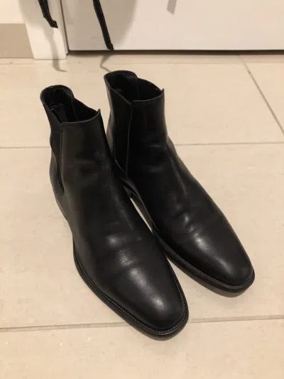 Pre-owned Saint Laurent Leather Chelsea Boots In Black