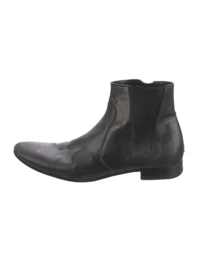 Pre-owned Saint Laurent Leather Chelsea Boots In Black