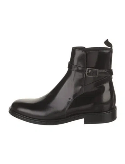 Pre-owned Saint Laurent Leather Chelsea Boots In Black