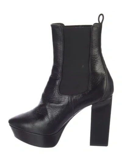 Pre-owned Saint Laurent Leather Chelsea Boots In Black