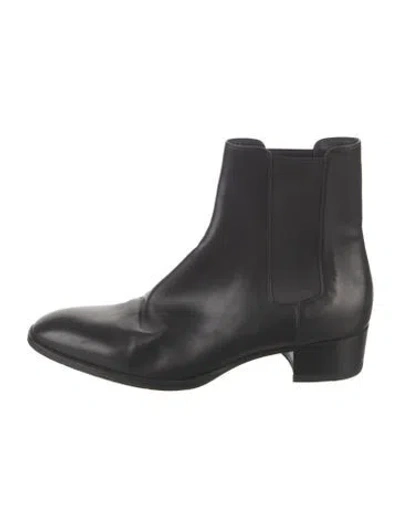Pre-owned Saint Laurent Leather Chelsea Boots In Black
