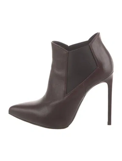 Pre-owned Saint Laurent Leather Chelsea Boots In Brown