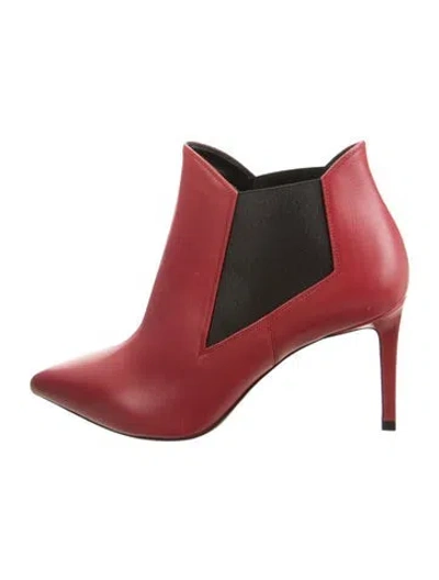 Pre-owned Saint Laurent Leather Chelsea Boots In Red