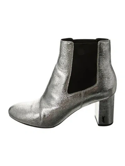Pre-owned Saint Laurent Leather Chelsea Boots In Silver