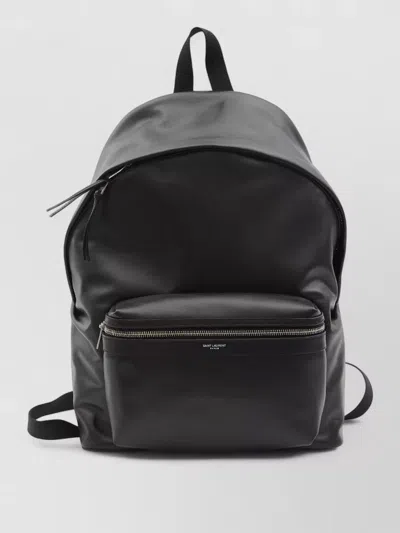Saint Laurent Leather City Backpack Adjustable Straps Handle In Black