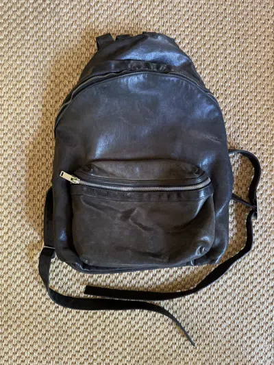 Pre-owned Saint Laurent Leather City Backpack In Black