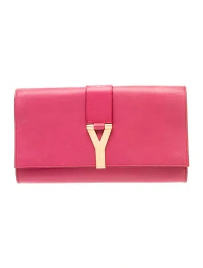 Pre-owned Saint Laurent Leather Classic Y Ligne Clutch In Pink