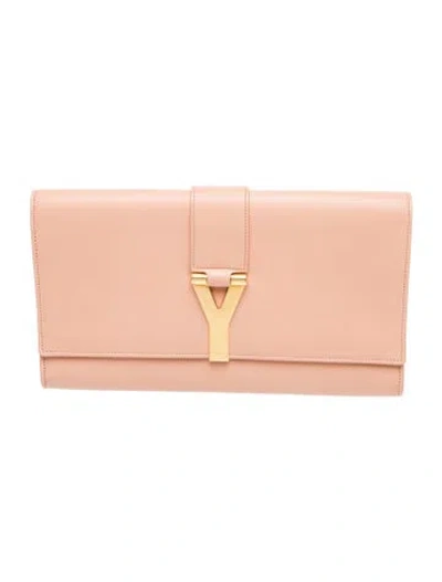 Pre-owned Saint Laurent Leather Classic Y Ligne Clutch In Pink