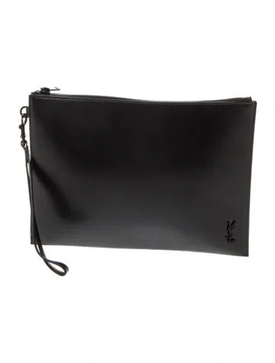 Pre-owned Saint Laurent Leather Clutch 2024 In Black