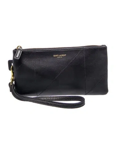 Pre-owned Saint Laurent Leather Clutch 2024 In Black