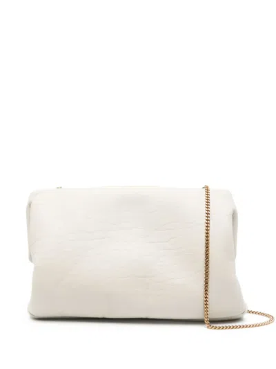 Saint Laurent Leather Clutch Bag In White