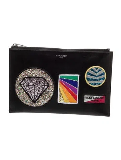 Pre-owned Saint Laurent Leather Clutch In Black