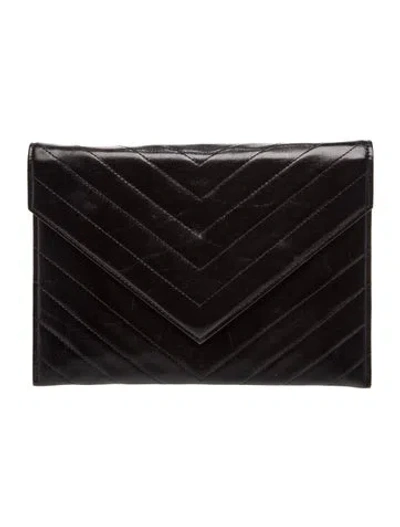 Pre-owned Saint Laurent Leather Clutch In Black