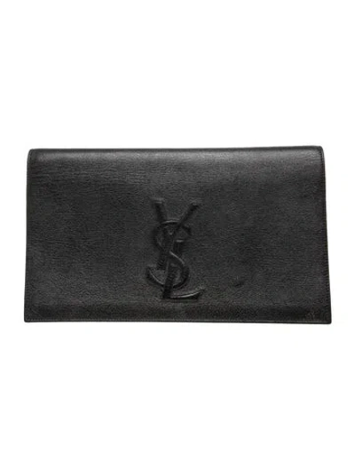 Pre-owned Saint Laurent Leather Clutch In Black