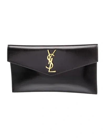 Pre-owned Saint Laurent Leather Clutch In Black