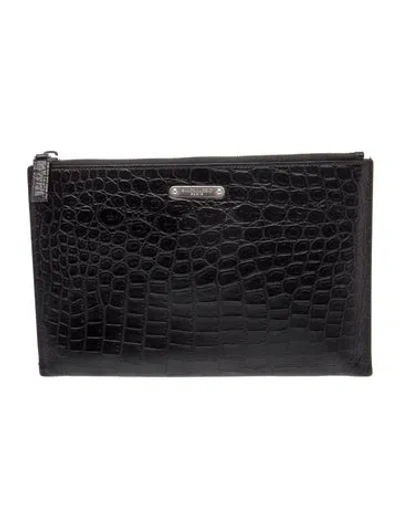 Pre-owned Saint Laurent Leather Clutch In Black
