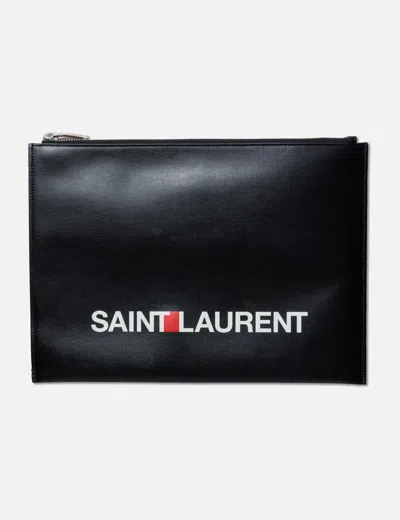 Saint Laurent Leather Clutch In Black/黑色/블랙/ブラック