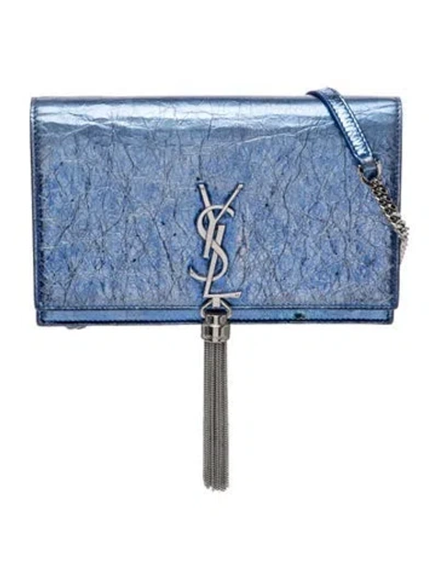Pre-owned Saint Laurent Leather Clutch In Blue