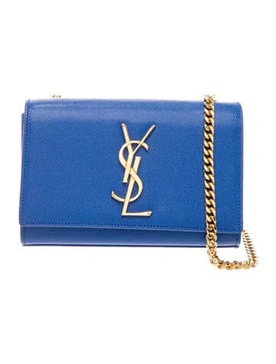 Pre-owned Saint Laurent Leather Clutch In Blue