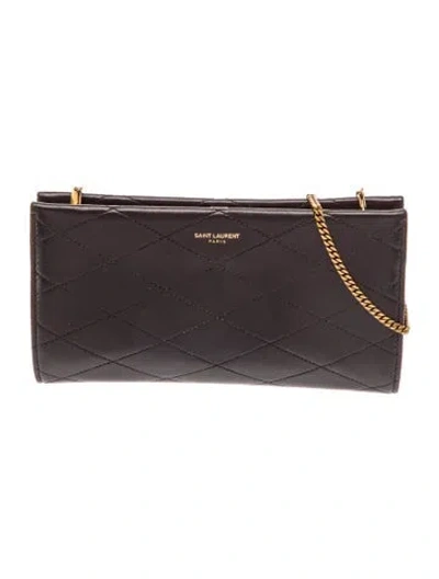 Pre-owned Saint Laurent Leather Clutch In Brown