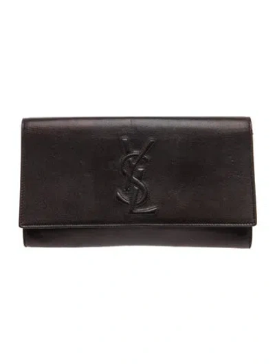 Pre-owned Saint Laurent Leather Clutch In Brown