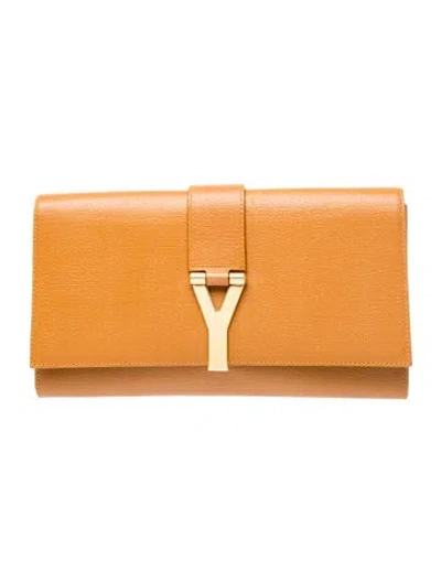 Pre-owned Saint Laurent Leather Clutch In Brown