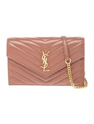 Pre-owned Saint Laurent Leather Clutch In Brown
