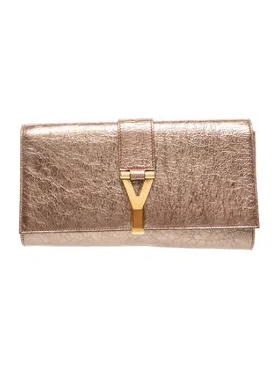 Pre-owned Saint Laurent Leather Clutch In Brown