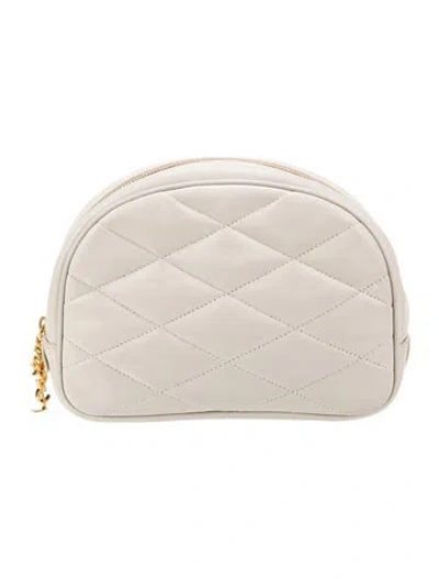Pre-owned Saint Laurent Leather Clutch In Neutral