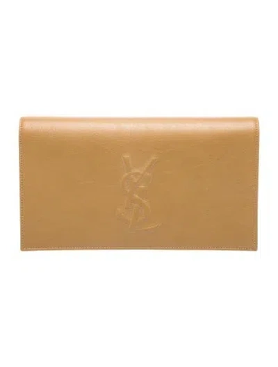 Pre-owned Saint Laurent Leather Clutch In Neutral