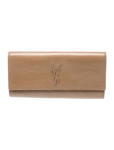 Pre-owned Saint Laurent Leather Clutch In Neutral