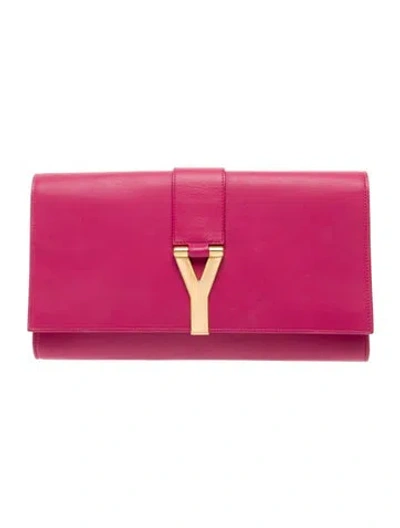 Pre-owned Saint Laurent Leather Clutch In Pink